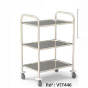 Chariot de soins en Inox avec 3 plateaux