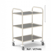 Chariot de soins en Inox avec 3 plateaux