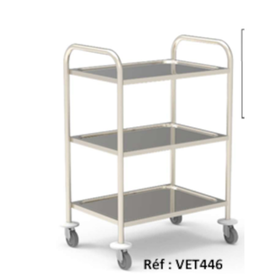 Chariot de soins en Inox avec 3 plateaux