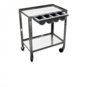 Chariot en inox avec un tiroir divisé en 4 compartiments