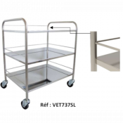 Chariot multifonctions en inox avec 3 plateaux et galeries