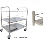Chariot multifonctions en inox avec 3 plateaux et galeries