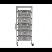 Chariot simple colonne avec une tablette, des glissières et des bacs à lèvres