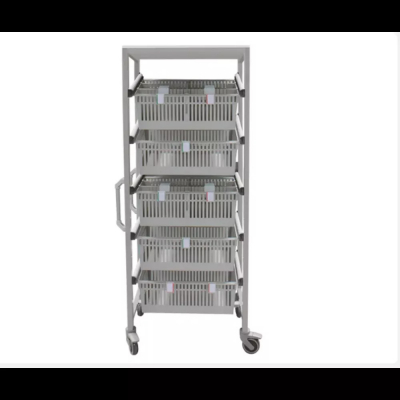 Chariot simple colonne avec une tablette, des glissières et des bacs à lèvres