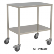 Tables à instruments avec 3 plateaux aux coins carrés