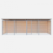 Chenil bois MKS double avec 1 séparation, 2 portes - 6 X  2 m - Grillage