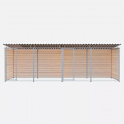 Chenil bois MKS double avec 1 séparation, 2 portes - 6 X  2 m - Grillage