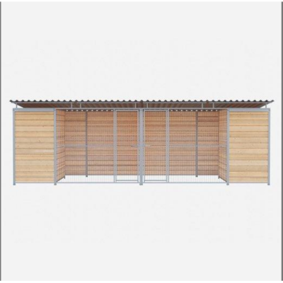 Chenil  en bois - 6 x 2 m – Grillage