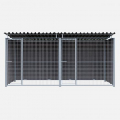 Chenil en composite - Une séparation et 2 portes - 4 X 2 m - Grillage
