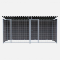 Chenil en composite - Une séparation et 2 portes - 4 X 2 m - Grillage