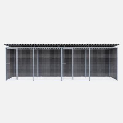 Chenil en composite - Une séparation et 2 portes - 6 X 2 m - Barreaux