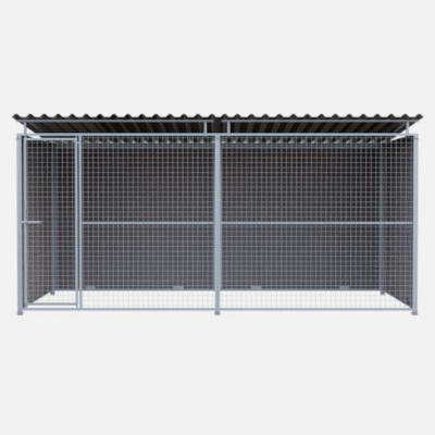 Chenil en composite WPC - 4 X 2 m - Grillage