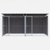 Chenil en composite WPC - 4 X 2 m - Une séparation et 2 portes  - Barreaux