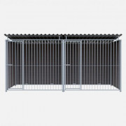 Chenil en composite WPC - 4 X 2 m - Une séparation et 2 portes  - Barreaux