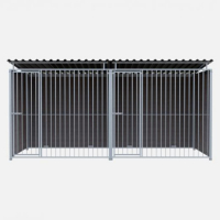 Chenil en composite WPC - 4 X 2 m - Une séparation et 2 portes - Barreaux Chenil en composite WPC - 4 X 2 m - Une séparation et 2 portes - Barreaux