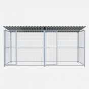 Chenil en kit métal grillagé double avec une séparation et 2 portes - 4 x 2 m