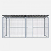 Chenil en kit métal - Une séparation et 2 portes - 4 x 2 m - Grillage