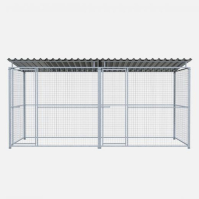 Chenil en kit métal - Une séparation et 2 portes - 4 x 2 m - Grillage