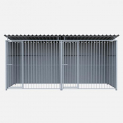 Chenil en métal avec façade en barreaux - Double avec une séparation et 2 portes - 4 X 2 m