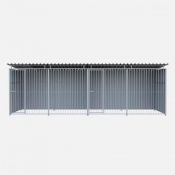 Chenil en métal avec façade en barreaux - Double avec une séparation et 2 portes - 6 X 2 m