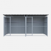 Chenil en métal avec façade en grillage - Double avec une séparation et 2 portes - 4 X 2 m