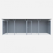Chenil en métal avec façade en grillage - Double avec une séparation et 2 portes - 6 X 2 m