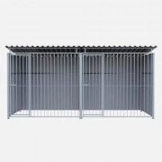 Chenil en métal - Une séparation et 2 portes - 4 X 2 m - Barreaux