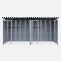Chenil en métal - Une séparation et 2 portes - 4 X 2 m - Barreaux