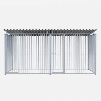 Chenil en métal -  Une séparation et 2 portes - 4 X 2 m - Barreaux