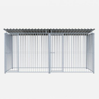 Chenil en métal - Une séparation et 2 portes - 4 X 2 m - Barreaux Chenil en métal - Une séparation et 2 portes - 4 X 2 m - Barreaux