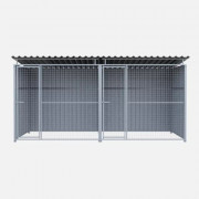 Chenil en métal - Une séparation et 2 portes - 4 X 2 m - Grillage