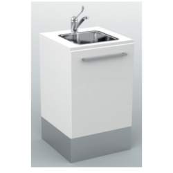 Commode avec évier en acier sur base fermée