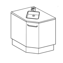 Commode d'angle avec évier sur base fermée