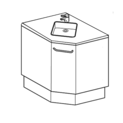 Commode d'angle avec évier sur base fermée