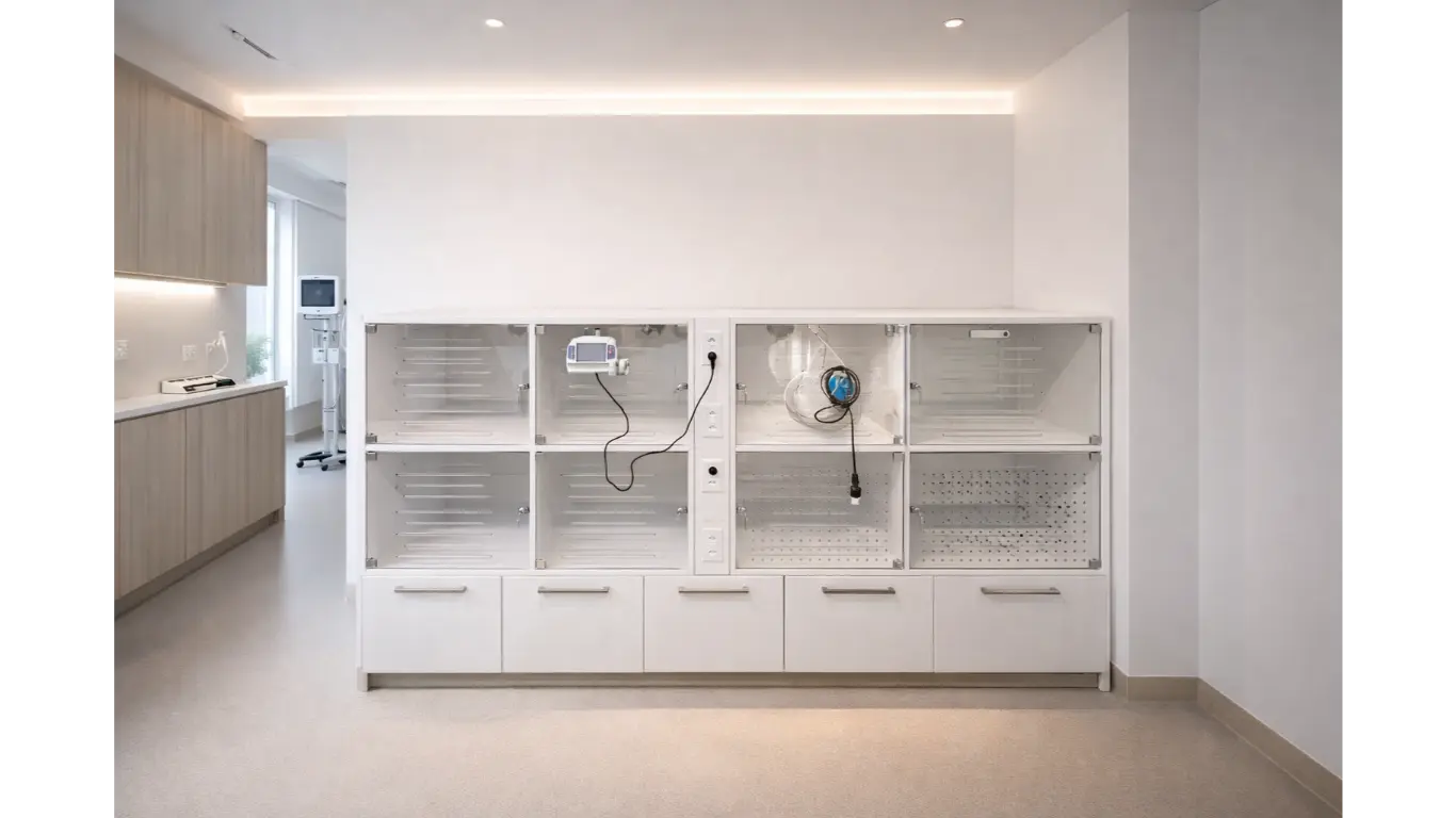 Cages modulaires en clinique vétérinaire