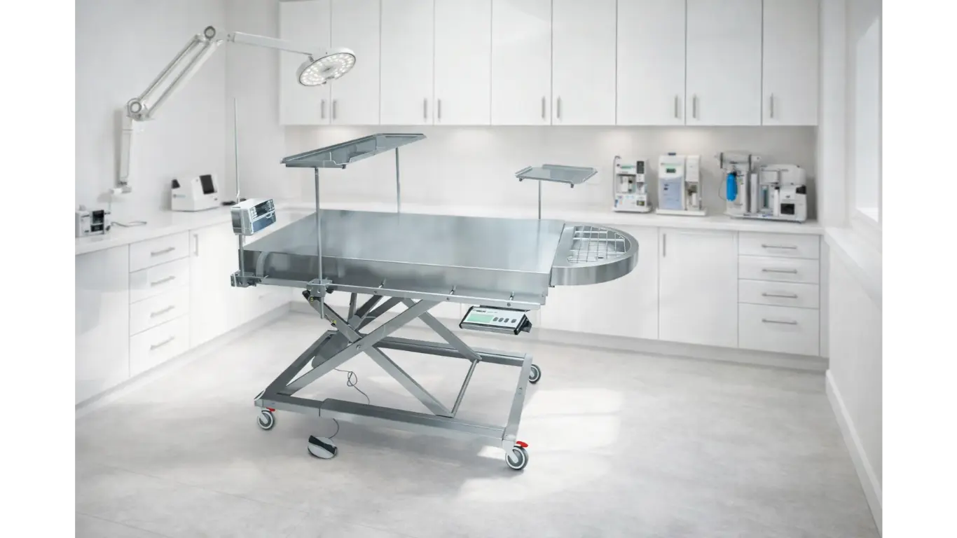 Détail d'une table de consultation vétérinaire