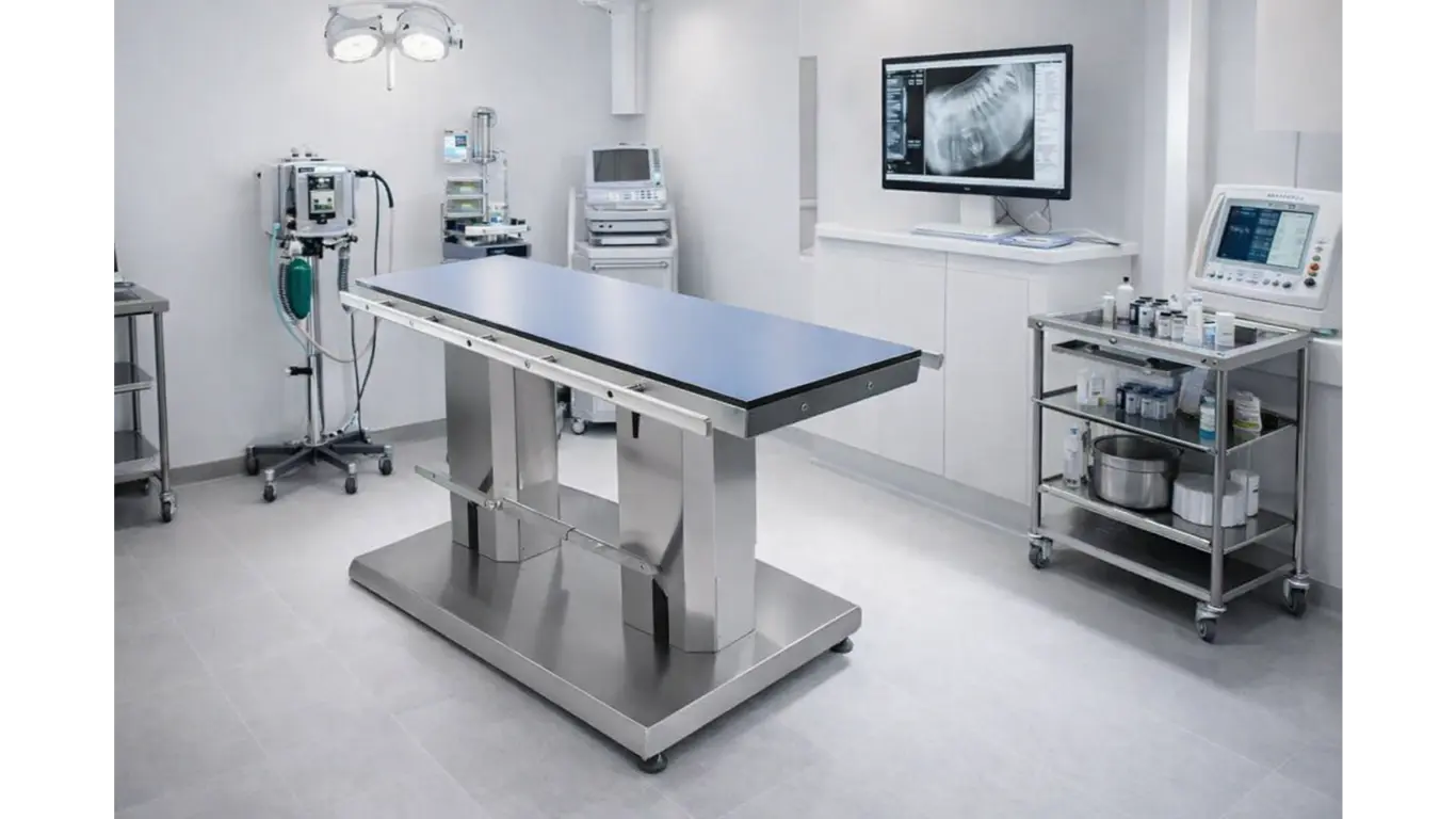 Organisation spatiale optimisée avec table de radiographie