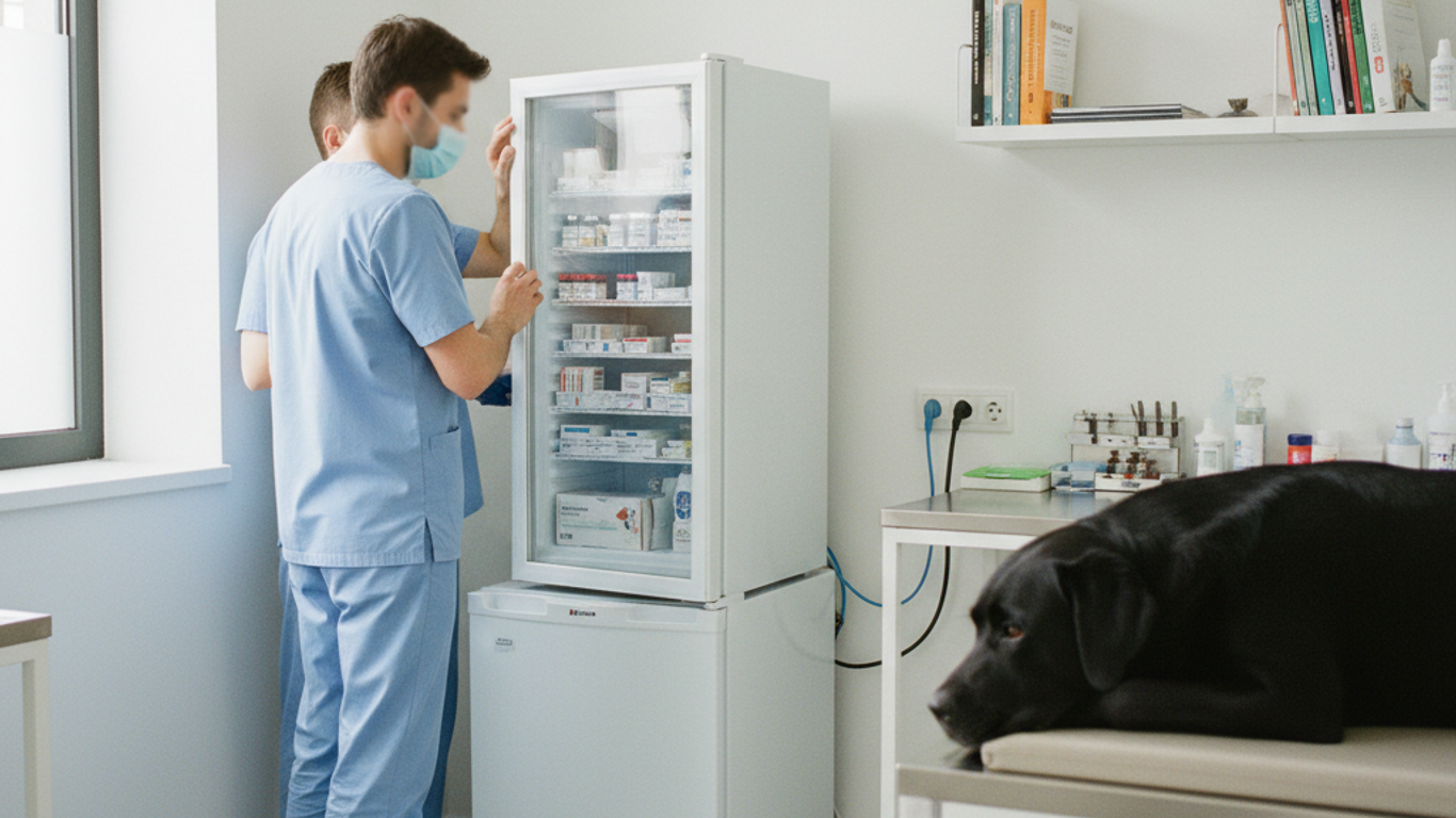 Préparation installation réfrigérateur médical vétérinaire