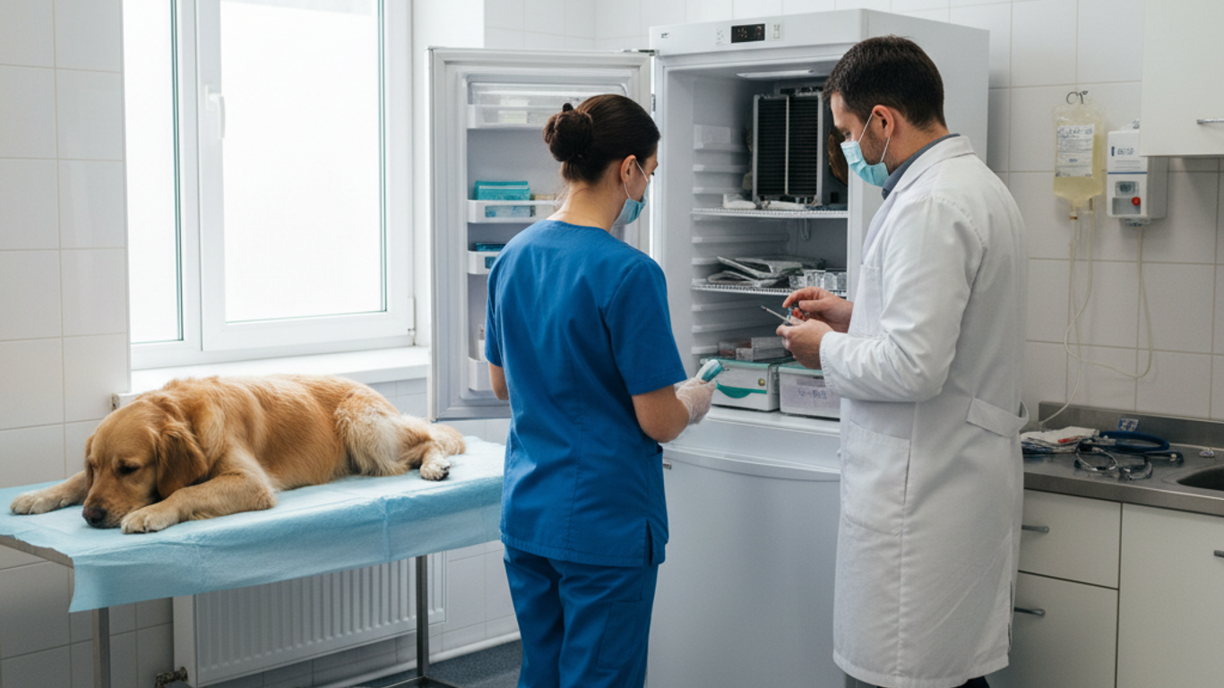 Nettoyage et inspection d'un réfrigérateur médical vétérinaire