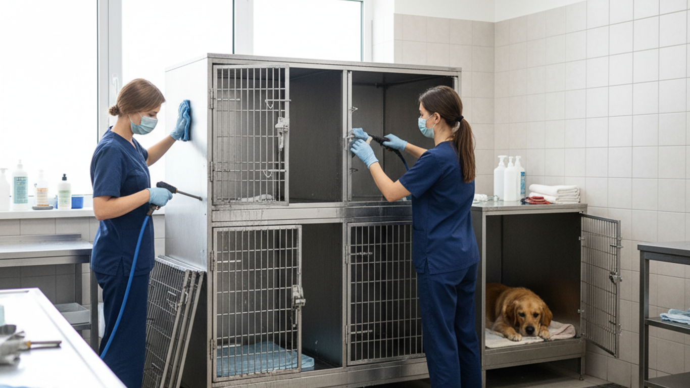 Matériel de nettoyage pour cage pour chien