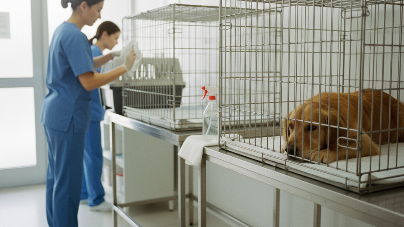 Protocole de nettoyage étape par étape d'une cage pour chien