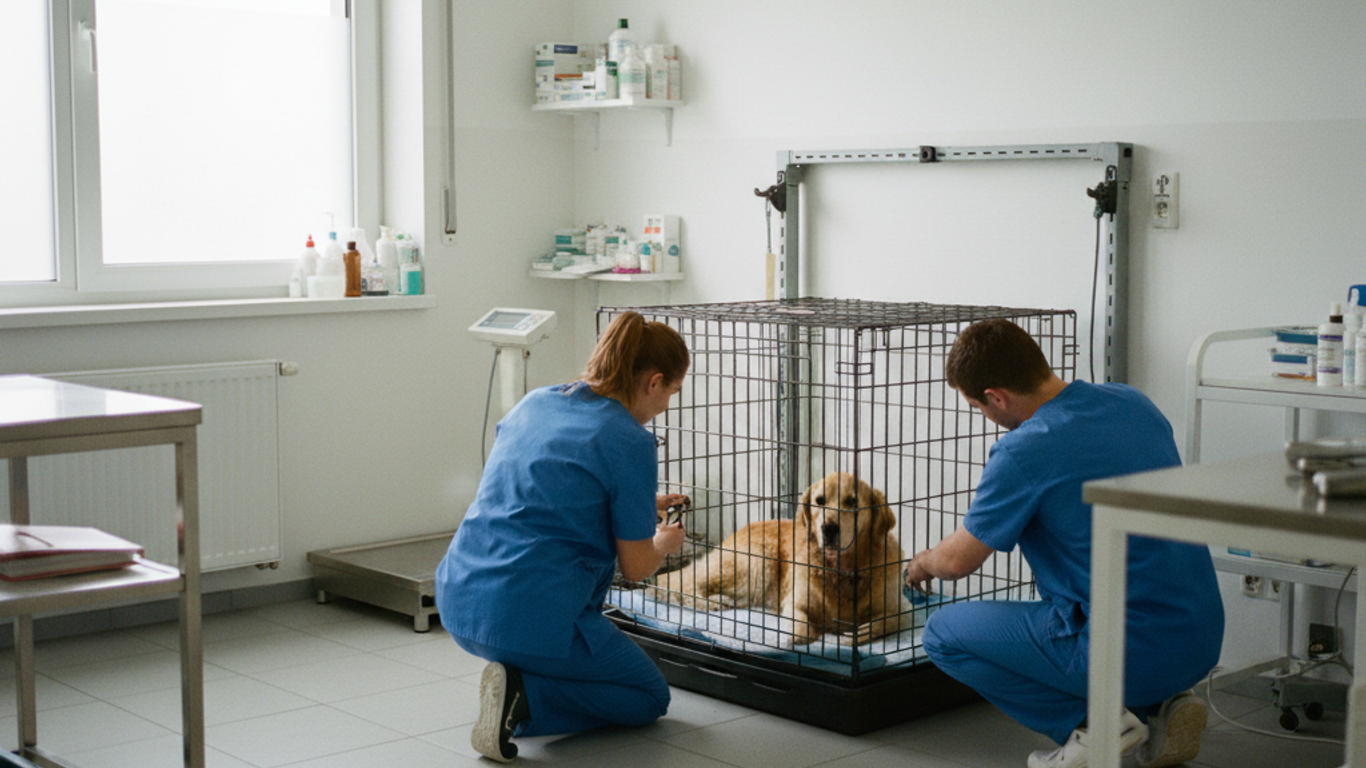 Emplacement idéal pour installer une cage pour chien en structure vétérinaire