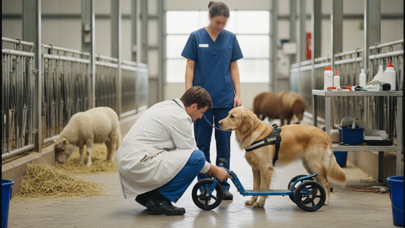 Contrôle mécanique et remplacement des pièces d'une trottinette pour chien