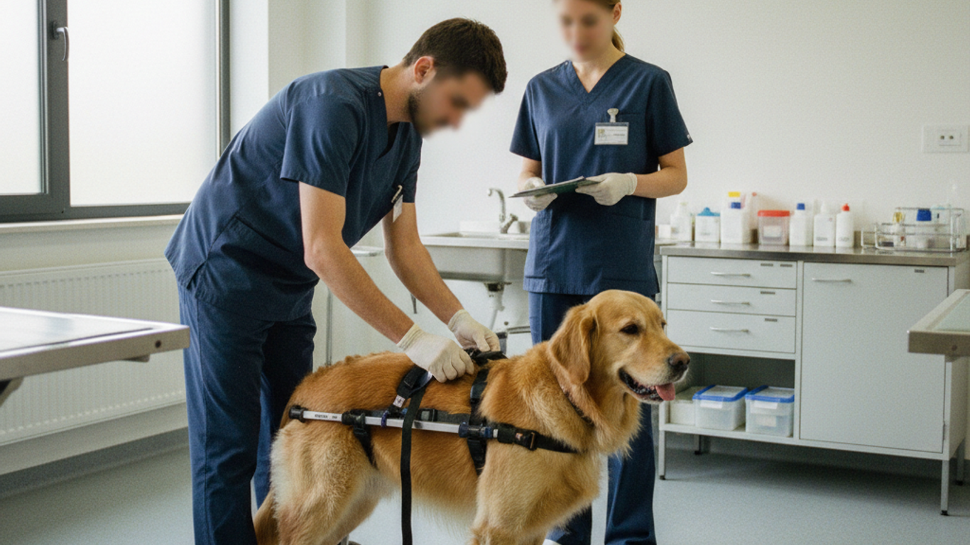 Préparation de l'installation d'une trottinette pour chien
