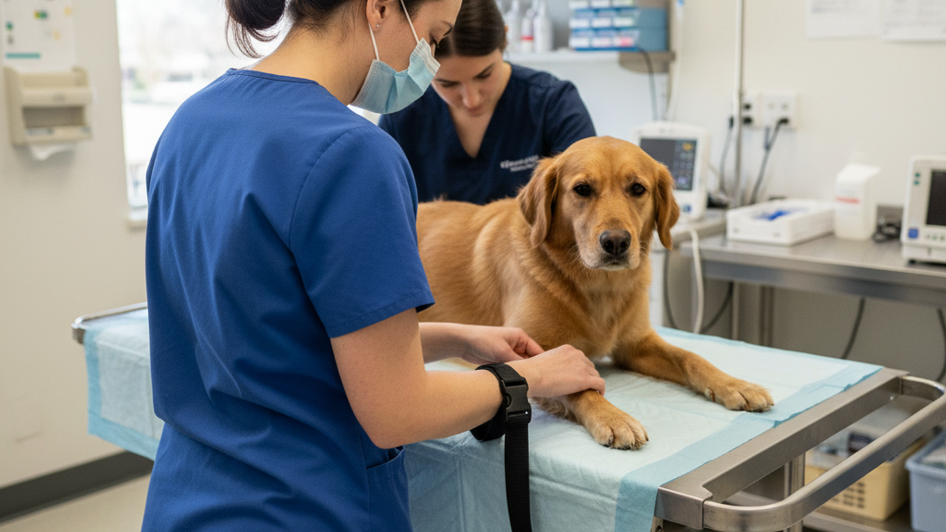 Technique d'ajustement du garrot chien étape par étape