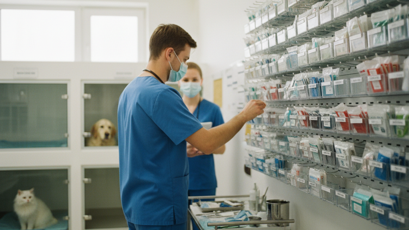 Organisation et étiquetage des kits de suture vétérinaires