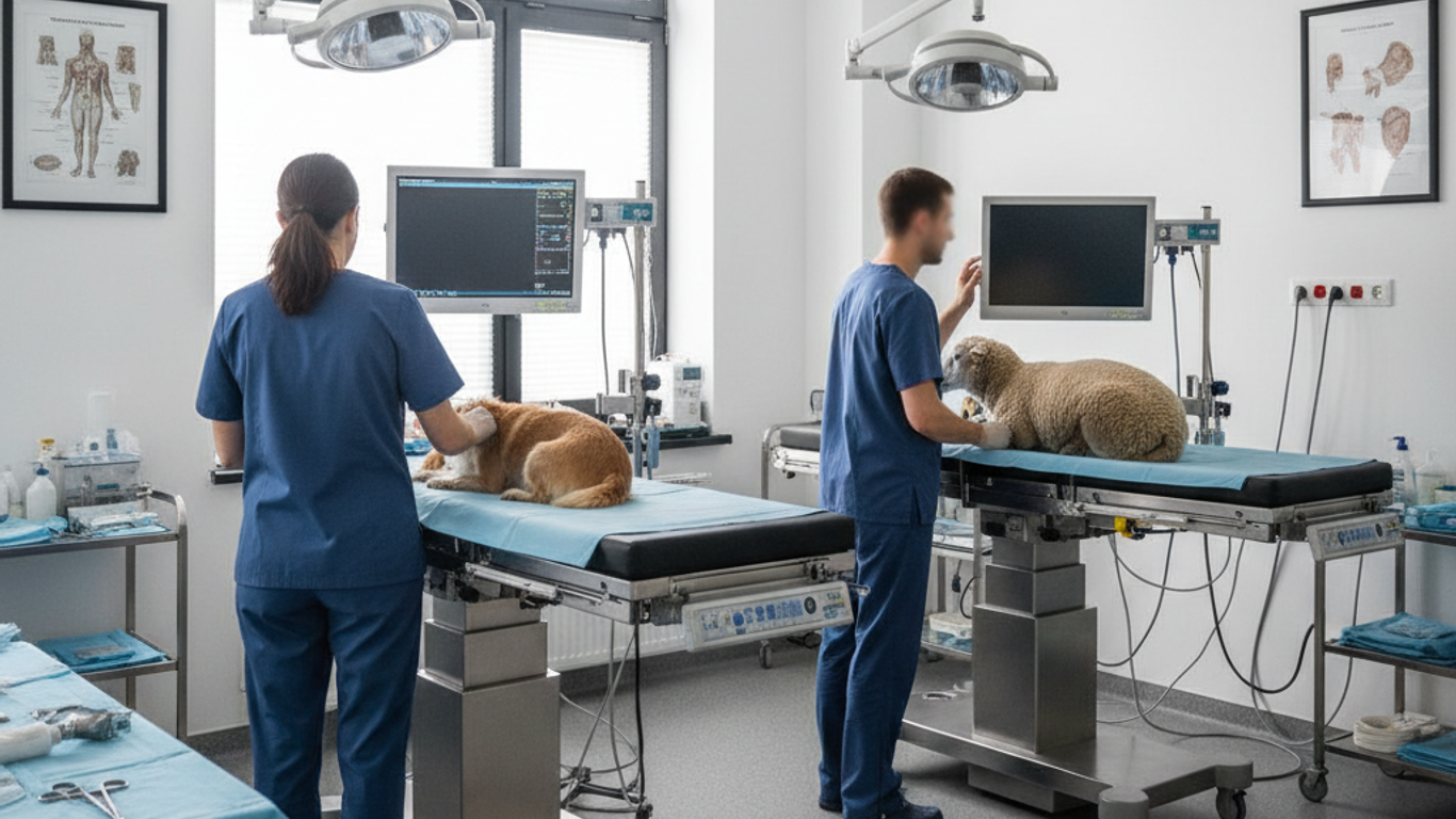 Intégration des équipements périphériques avec le lit laparoscopique vétérinaire