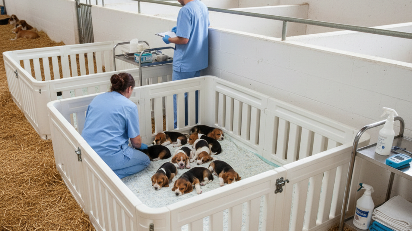 Identification individuelle des chiots dans un parc d'élevage