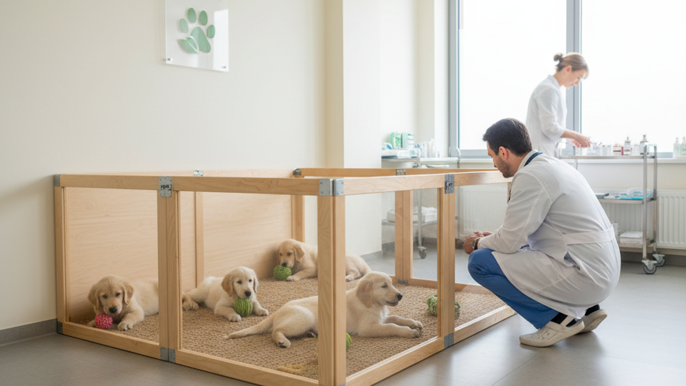 Conception durable et modulable d'un parc à chiot éco-responsable