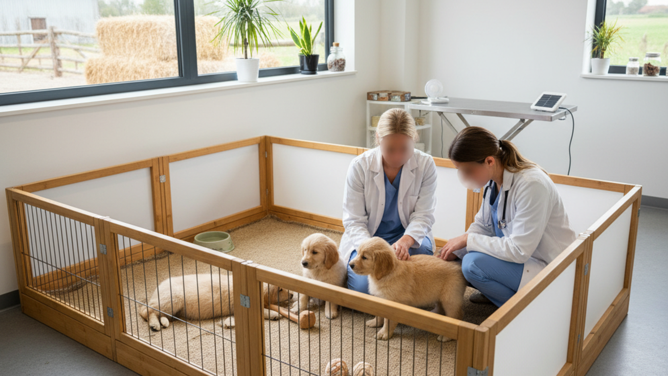 Entretien éco-responsable d'un parc à chiot avec produits naturels